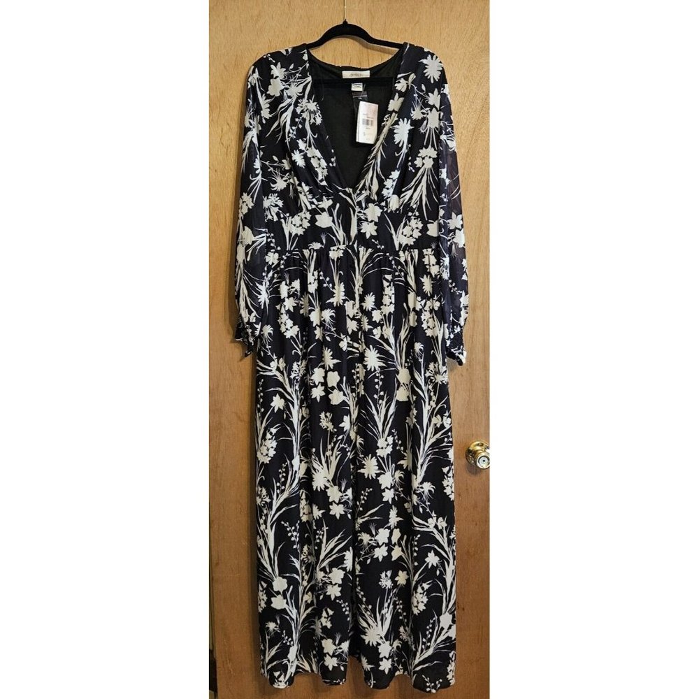 A Beautiful Soul Size 18/20 Black White Maxi Button Down Dress